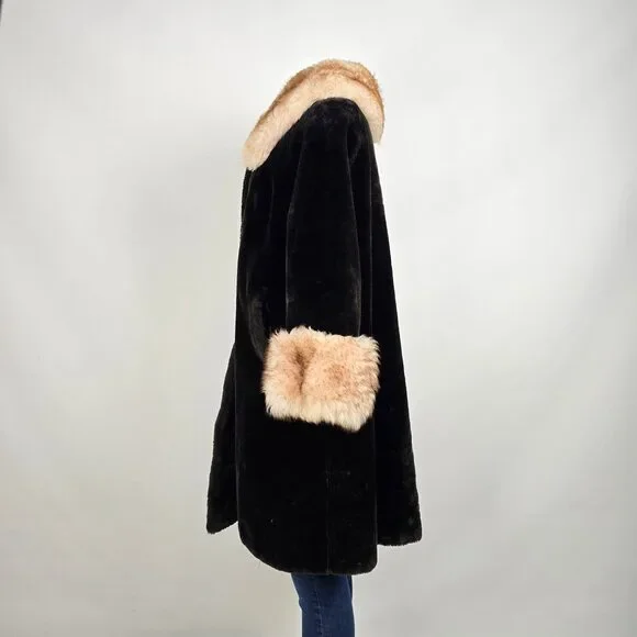 Vintage Benje's Furlook Faux Fur Brown Button Up Jacket Size L/XL - Picture 7 of 11